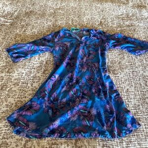 Floral Blue and Purple Dress Rainbow Jo